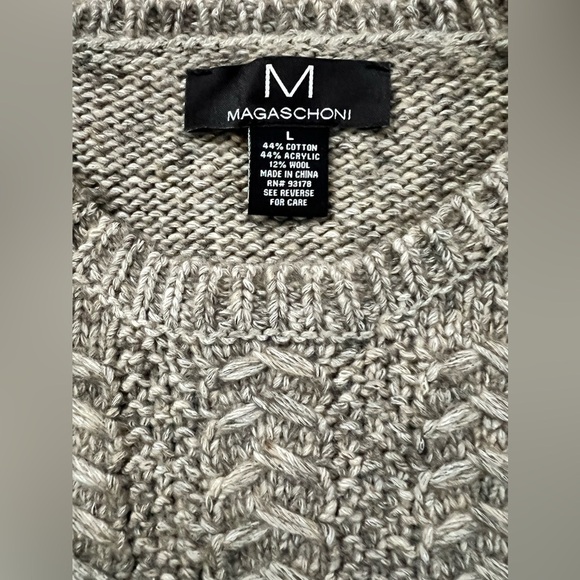 Magaschoni Cableknit Crew Neck Long Sleeve Sweater Fisherman Large - Picture 5 of 8
